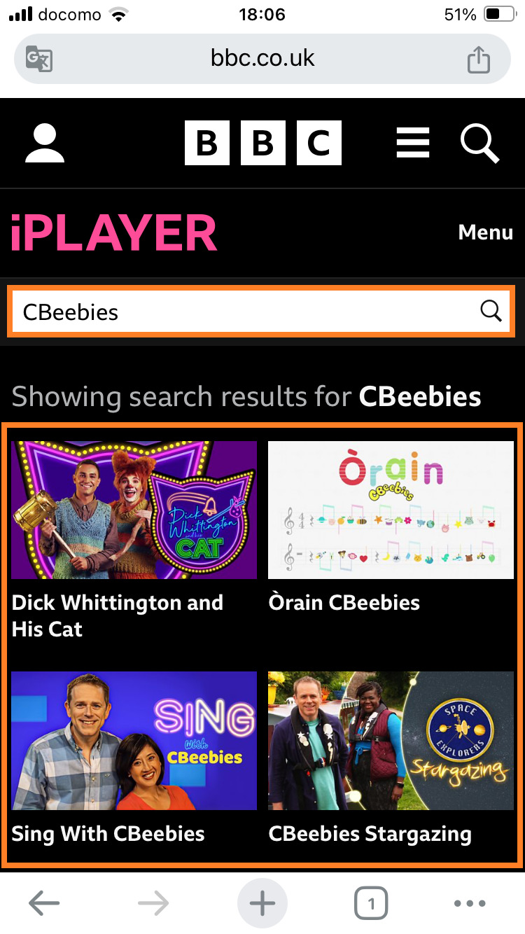 「CBeebies」と検索